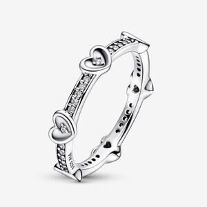 Pandora Radiant Sparkling Hearts Ring Sterling Silver Size 54 (7)
